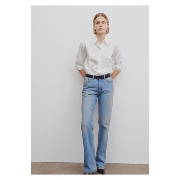 THE ROW Carlton High Rise Straight Leg Jeans Medium Wash Blue Size 8 NWT - Picture 2 of 13